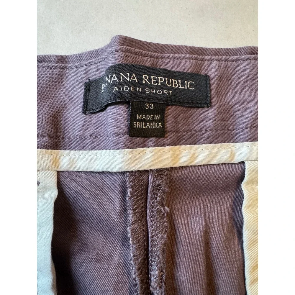 Banana Republic Aiden Short Mens 33 Purple Slim Fit Chino Cotton Stretch Twill